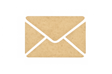 Old paper envelope icon representing mail, message, email, and digital communication, isolated transparent background