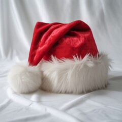 Crisp Red Santa Hat with Soft Fur Details, Isolated