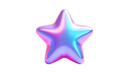 Obraz premium 3D Render of Metallic Chromatic Iridescent Star Icon.