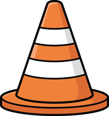 Traffic cone vector icon, traffic cone with stripes, traffic cone icon, striped cones, perspective view, safety, vector illustration