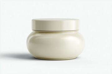 White Cosmetic Cream Jar Isolated on Clean White Background for Skincare Beauty Healthcare and Minimal Product Branding Concept