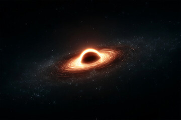 Black Hole Accretion Disk in Deep Space with Glowing Cosmic Energy and Distant Stars