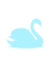 Light Blue Silhouette of a Swan on White bird glowing isolated on a transparent background