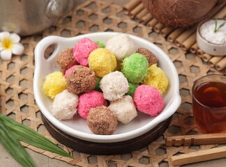 Geplak is a snack made from grated coconut mixed with sugar and vanilla, some mixed with durian,...