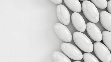 White oval pill capsule array