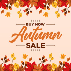 Flat autumn sale banner background template