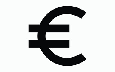 Black euro symbol currency sign isolated on white background