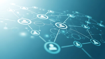 Abstract network of people icons on blue background