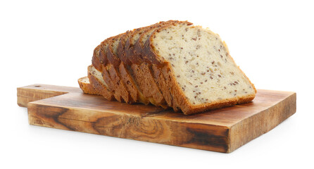 Slices of toast bread with seeds isolated on white