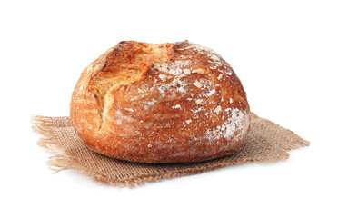 Delicious fresh bread loaf isolated on white