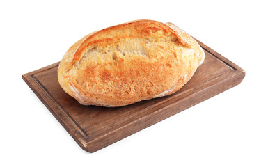 Delicious fresh bread loaf isolated on white