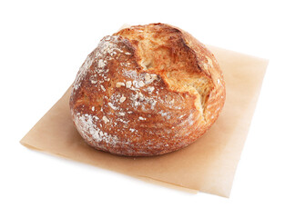 Delicious fresh bread loaf isolated on white