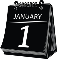January 1st calendar desktop icon new year symbol date concept