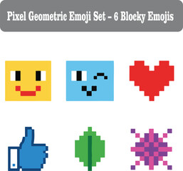 Pixel Geometric Flat Vector Emoji Set