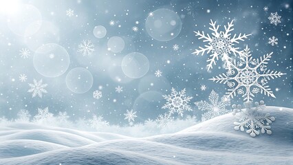 Gentle snowfall in a winter wonderland landscape