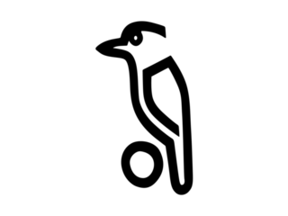 Minimalist Black Line Bird Icon on Light Gray