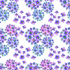 Floral seamless pattern with abstract branches and spring flowers in watercolor style. Hand drawn flowers watercolor.