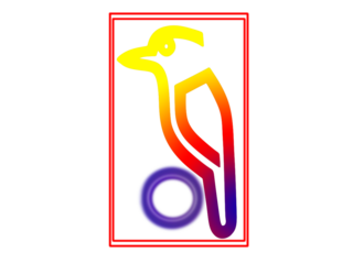 Abstract Gradient Bird Logo within a Red Border