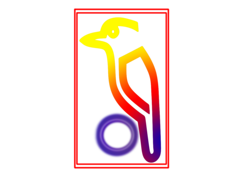 Abstract Gradient Bird Logo within a Red Border