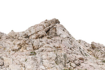 Rugged rocky mountain peak. Isolated object.