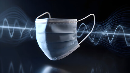 Surgical mask filtering sound waves representing protection