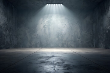 Moody Spotlight Scene On Dark Concrete Background