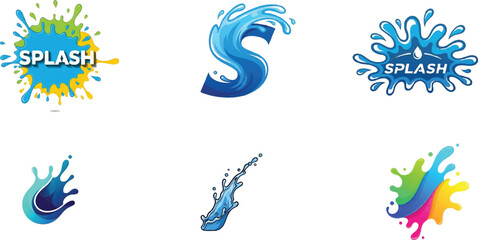 Obraz premium Six Water Splash Logos and Designs on White Background