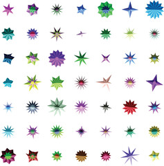 Collection of Geometric Starburst Shapes in Various Colors and Styles abstract 5