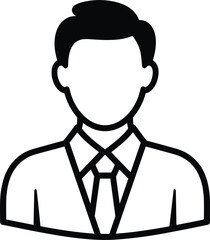 Obraz premium Outline icon of a man in a suit and tie with a blank face business