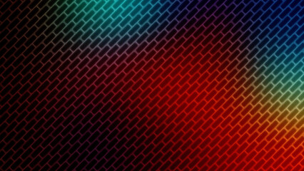 Dark Texture of a Diagonal Brick Wall Illuminated by Bright Luminous Neon Gradient Lights Creating a High-tech Abstract Backdrop for Digital Designs and Web