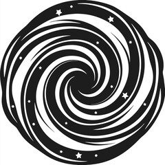 A stark monochromatic vortex swirls, embracing cosmic stars and conveying captivating depth effectively