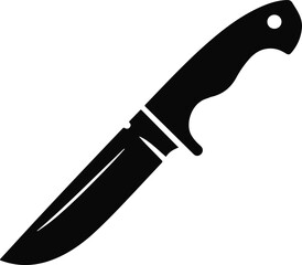 Black hunting knife icon on white background vector 2