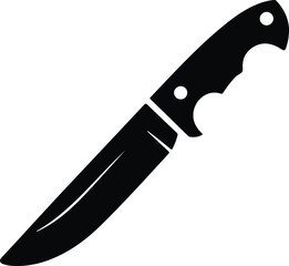 Black hunting knife icon on white background vector 4