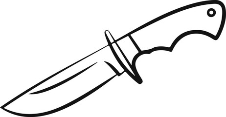 Obraz premium Black outline of a hunting knife on white blade sharp 1