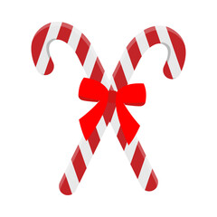 Festive Candy Canes with Bow Classic Christmas Treat Illustration for Holiday Designs