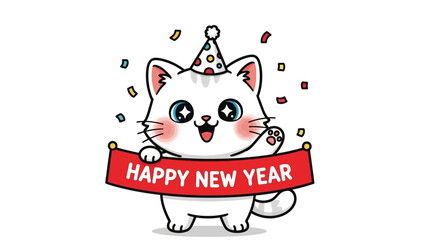 funny cartoon dog with heart, new year, 2026, clebration, festive,