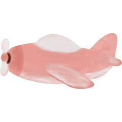 Cute Pink Airplane Cartoon Character Illustration