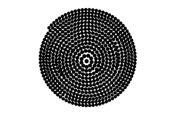 Abstract black dot pattern circle with optical illusion effect