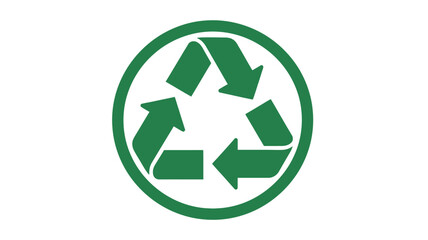 Obraz premium Green recycling symbol within a circular frame a distinct silhouette