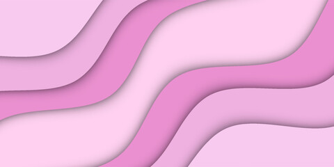 Pink papercut wave curves liquid shapes abstract background. Vector illustration