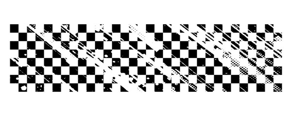 Black and white checkered rectangular frame. Square racing checkerboard pattern. Chessboard geometric pattern. Rally checkerboard pattern. Finish racing frame. Vector illustration on white background