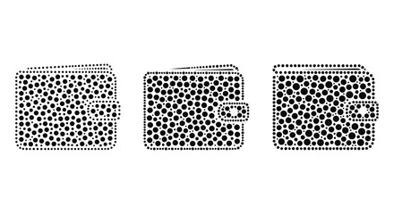 Dotted pattern wallet icons in a minimalistic style for digital design