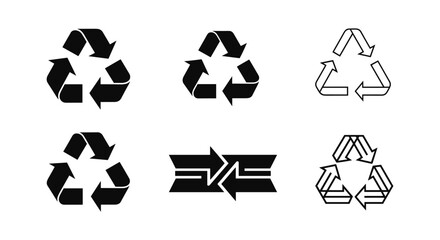 Fototapeta premium Diverse recycling icons: modern black and white designs for eco-friendly themes