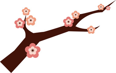 Illustration of Cherry Blossoms on a Branch