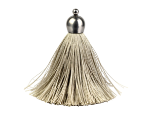 Metal and beige tassel with transparent background