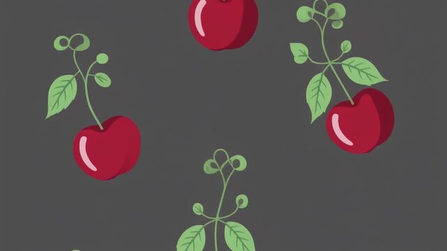 Red rose and heart vector illustration, a floral design element for love and Valentine's Day decoration. cherries falling downward in smooth flow, 