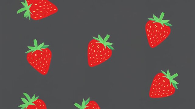 Seamless pattern with fresh, ripe, sweet strawberries, red berries, and green leaves for a delicious, healthy, organic, summer fruit dessert illustration. Seamless pattern with fresh, ripe, sweet stra