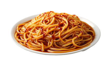 Spaghetti with tomato sauce in a bowl isolated on transparent background