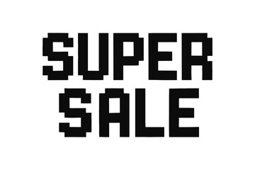 Retro pixel art super sale banner with bold text