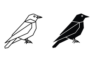 Polygonal Bird Outline and Silhouette icon vector